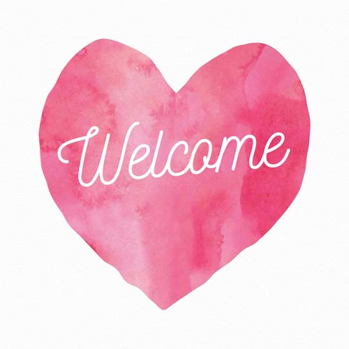 Herz mit Text "Welcome"